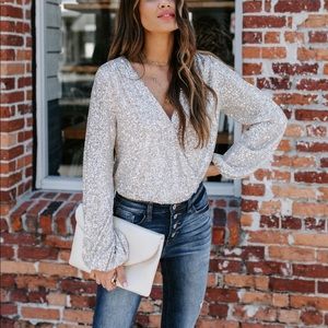 Silver Sequin Bodysuit/ VICI✨